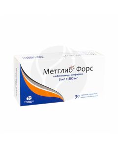 Metglib Force tablets 500 + 5mg, No. 30 | Buy Online