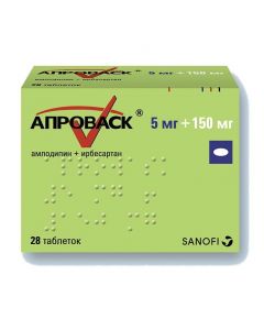 Buy cheap amlodipine, Yrbesartan | Aprovask tablets are covered.pl.ob. 5mg + 150mg 28 pcs. pack online www.pharm-pills.com