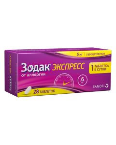 Buy cheap Levocetirizine | Zodak express tablets coated.pl.ob. 5 mg 28 pcs. 28 pcs. online www.pharm-pills.com