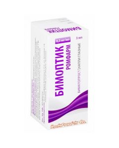 Buy cheap bimatoprost | Bimoptik Romfarm eye drops 0.3 mg / ml bottle of 3 ml online www.pharm-pills.com