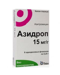 Buy cheap Azithromycin | Azidrop eye drops 15 mg / g 0.25 g vials 6 pcs. online www.pharm-pills.com