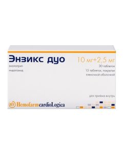 Buy cheap indapamide, enalapril | Enzix duo tablets set 2.5 mg + 10 mg 45 pcs. online www.pharm-pills.com