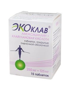 Buy cheap Amoxicillin, clavulanic acid | Ecoclave tablets coated.pl.ob. 250 mg + 125 mg 15 pcs. online www.pharm-pills.com