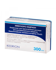 Buy immunoglobulin man Antirhesus Rho (D) | Immunoro Kedrion lyof.d / prig. solution for v / m introduction. 300 mcg (1500ME) vial with r-le (water d / injection) 1 pc. online www.pharm-pills.com