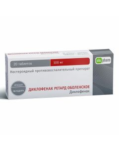 Buy cheap Diclofenac | Diclofenac retard Obolenskoye tablets coated. solution-sol. prolong. 100mg 20 pcs online www.pharm-pills.com