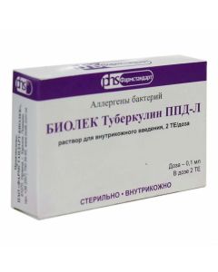 Buy cheap Allerhen bacteria | Tuberculin PPD-L Biolek r-Tuberculin PPD-L Biolek rr for in / leather. enter 2TE / dose (2TE / 0.1 ml) 1ml vial with 5 tuberculos. 1 spr. online www.pharm-pills.com