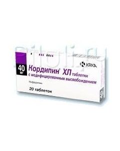 Buy cheap Nifedipine | Cordipine XL tablets ultra retard 40 mg, 20 pcs. online www.pharm-pills.com