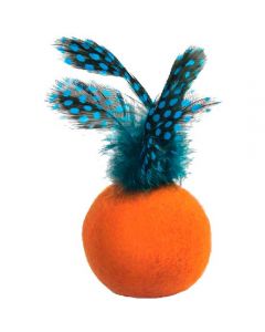 Toy NATURAL for cats made of felt Ball with feathers 40mm - cheap price - pharm-pills.com