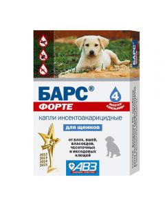 Bars Forte insectoacaricidal drops for puppies 4 pipettes, 1 ml each - cheap price - pharm-pills.com