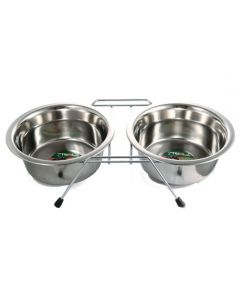 Metal bowl on a stand 2x800ml - cheap price - pharm-pills.com