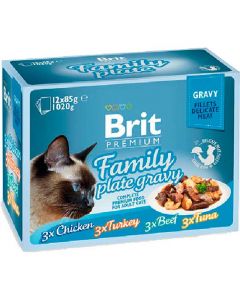 Brit Premium Family Plate Gravy set of spider family plate for cats, pieces in sauce 12 * 85g - cheap price - pharm-pills.com