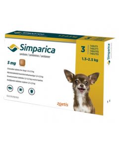 Simparica from fleas and ticks for dogs 1,3-2,5kg 5mg 3 tablets - cheap price - pharm-pills.com