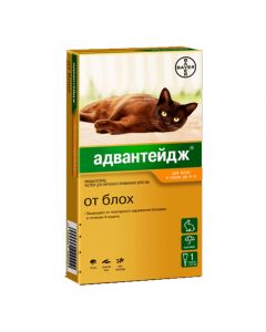 Advantage 40 drops from fleas for cats up to 4kg 0.4ml - cheap price - pharm-pills.com