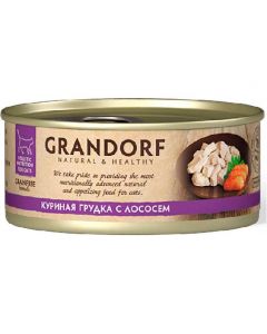 Grandorf (Grandorf Chicken with Salmon in Broth) canned food for cats Chicken breast with salmon 70g - cheap price - pharm-pills.com