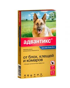 Advantix 400 drops for fleas and ticks for dogs over 25 kg 4 pipettes, 4 ml each - cheap price - pharm-pills.com