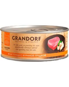 Grandorf Tuna with Chicken in Broth canned food for cats Tuna fillet with chicken breast 70g - cheap price - pharm-pills.com