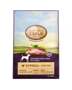 Nature's Table (Nature ' s Table) dry food for adult dogs of all breeds Chicken, rice 800g - cheap price - pharm-pills.com