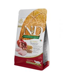 Farmina N&D Low Grain Neutered food for sterilized and castrated cats chicken with pomegranate 1.5kg - cheap price - pharm-pills.com