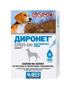 Dironet Spot-On for dogs 4 pipettes, 1.0 ml each - cheap price - pharm-pills.com