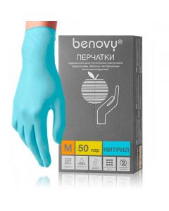 Benovy M medical diagnostic gloves, non-sterile nitrile powder-free 50 pairs - cheap price - pharm-pills.com