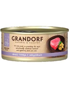 Grandorf Tuna with Mussel in Broth canned food for cats Tuna fillet with mussels 70g - cheap price - pharm-pills.com