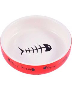 CeramicArt ceramic bowl for cats white-red with fish 300ml - cheap price - pharm-pills.com