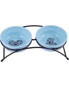 CeramicArt bowls on a stand for dogs and cats, double blue 2x290ml - cheap price - pharm-pills.com