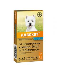 Advocate 100 drops for dogs from 4 to 10 kg 3 pipettes, 1 ml each - cheap price - pharm-pills.com