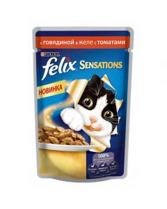 Felix (Felix) Sensations Pieces in jelly with beef and tomatoes for spider cats 85g - cheap price - pharm-pills.com