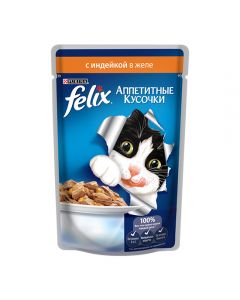 Felix (Felix) for cats Turkey appetizing pieces in spider jelly 85g - cheap price - pharm-pills.com