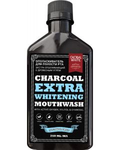 Buy Global White Mouthwash Extra whitening, with charcoal and active oxygen, 250 ml | Online Pharmacy | https://pharm-pills.com