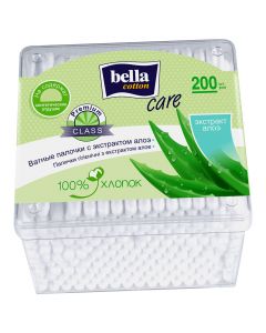 Buy Cotton buds with aloe extract 'Bella cotton care', in a plastic box, 200 pcs. | Online Pharmacy | https://pharm-pills.com