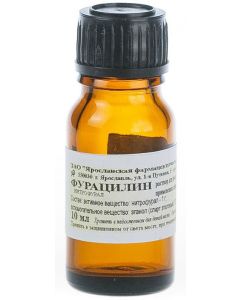 Buy Furacilin Yaroslavskaya FF Solution for local use, alcohol, bottle, 0.067%, 1: 1500, 10 ml | Online Pharmacy | https://pharm-pills.com