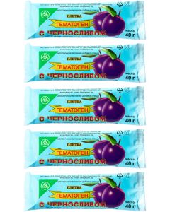 Buy Hematogen with prunes. A set of 5 pieces of 40 grams. EXON (BELARUS). | Online Pharmacy | https://pharm-pills.com