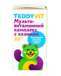 Buy Vitamins for children Teddyvit with choline lozenges 30 pcs with apple flavor | Online Pharmacy | https://pharm-pills.com