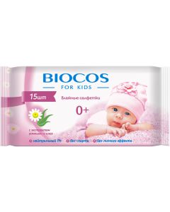 Buy BioCos Wet wipes, for children, 15 pcs, assorted | Online Pharmacy | https://pharm-pills.com