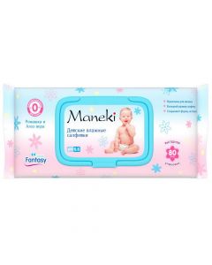 Buy Maneki Fantasy wet wipes, for children, with Chamomile and Aloe Vera extract, 80 pcs. | Online Pharmacy | https://pharm-pills.com