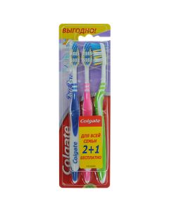 Buy Colgate Toothbrush 'Zig-Zag', medium hard, 2 + 1, assorted | Online Pharmacy | https://pharm-pills.com