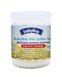 Buy BabyLine Cotton swabs, for children, ultra thin, 200 pcs | Online Pharmacy | https://pharm-pills.com