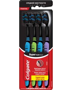 Buy Colgate Super Flexi Black toothbrush, flexible handle, medium hard, 4 pcs | Online Pharmacy | https://pharm-pills.com