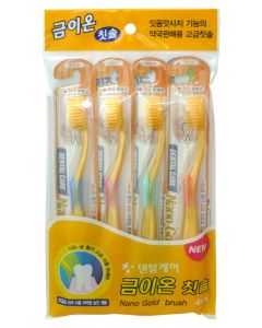 Buy Dental Care Set: Toothbrush with gold nanoparticles and extra fine double bristles (medium hard and soft), 4 pcs | Online Pharmacy | https://pharm-pills.com