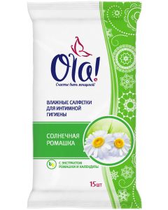 Buy Wet wipes Ola! 'Sunny chamomile', for sensitive skin, for intimate hygiene, 15 pcs | Online Pharmacy | https://pharm-pills.com