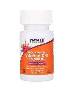 Buy Now Foods, Vitamin D-3, 10,000 IU, 120 Softgels  | Online Pharmacy | https://pharm-pills.com