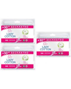 Buy Cotton buds Lady Cotton, 3 packs of 300 pcs. | Online Pharmacy | https://pharm-pills.com