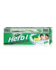 Buy Dabur Herbl Mint & Lemon Gel Toothpaste, 150 g with a brush | Online Pharmacy | https://pharm-pills.com