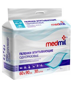 Buy Medical diaper Medmil Absorbent disposable diapers Optima, 60 x 90 cm, 30 pcs | Online Pharmacy | https://pharm-pills.com