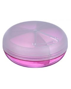 Buy Pillbox / medicine storage container, with matte lid, 3 sections, 360 degree rotatable , 7 cm diameter, color: burgundy, transparent  | Online Pharmacy | https://pharm-pills.com