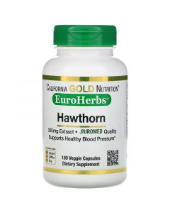 Buy California Gold Nutrition, Hawthorn extract, EuroHerbs, European quality, 300 mg, 180 vegetable capsules | Online Pharmacy | https://pharm-pills.com