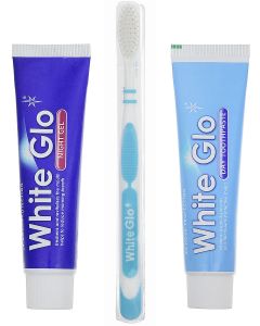 Buy White Glo set Toothpaste, daytime 100 grams + Night gel 85 grams + Toothbrush flosser | Online Pharmacy | https://pharm-pills.com