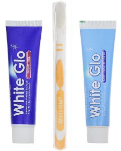 Buy White Glo set Day toothpaste 100 grams + Night gel 85 grams + Toothbrush flosser | Online Pharmacy | https://pharm-pills.com